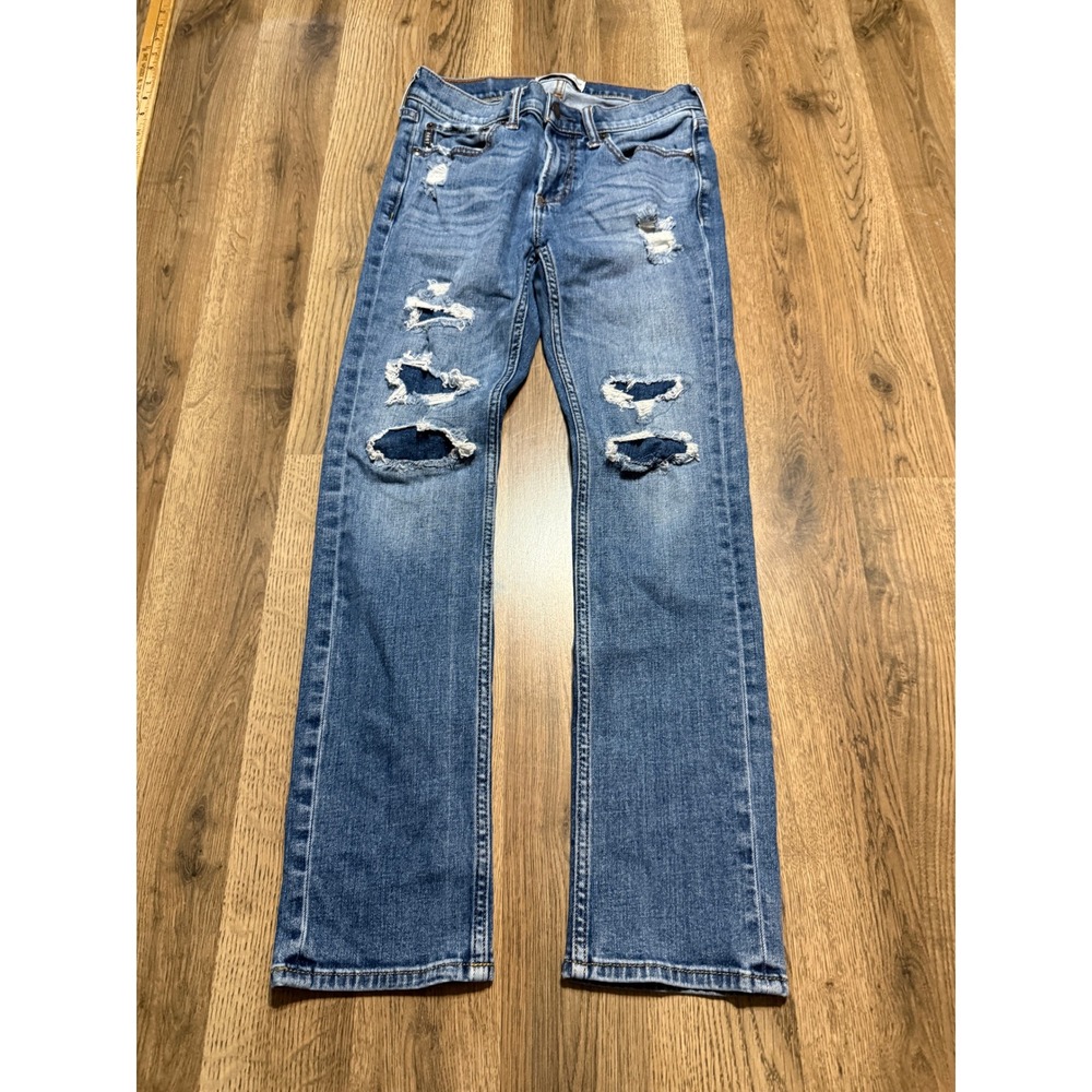 Abercrombie Kids Jean Kids Size 13/14 Blue Denim Distressed Skinny Jeans